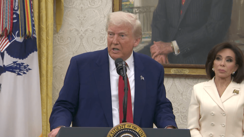 Donald Trump speaks at press event